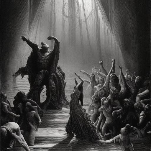 Horror Ball in Renaissance Engraving Style