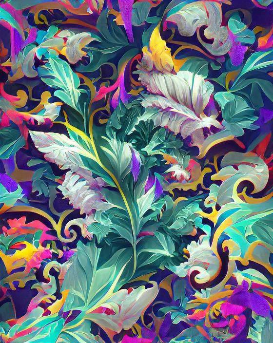 Floral Acanthus Leaf Pattern in Maximalist Style