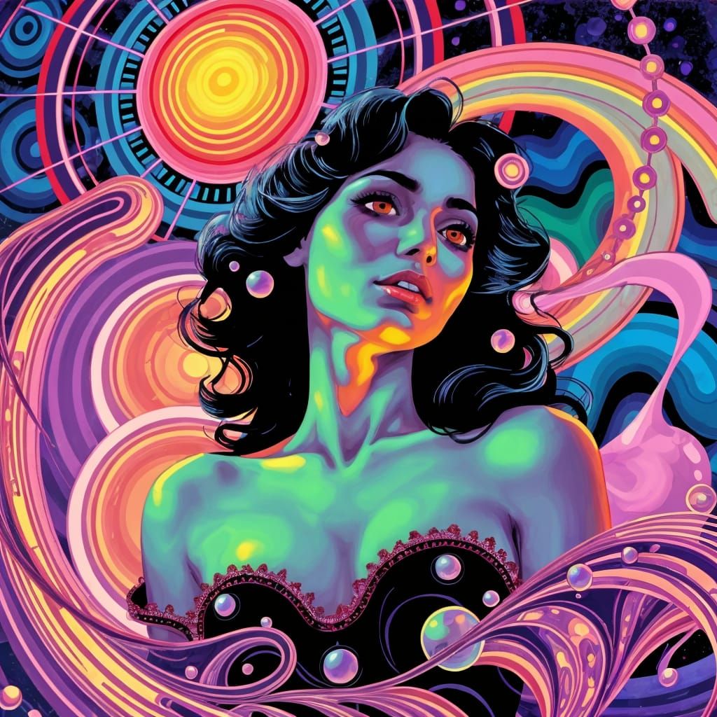 Radiant Spirograph in Psychedelic Twilight Style