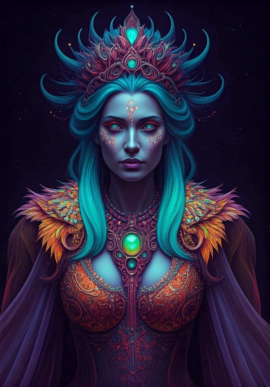 Otherworldly Interstellar Princess in Florescent Fabrics