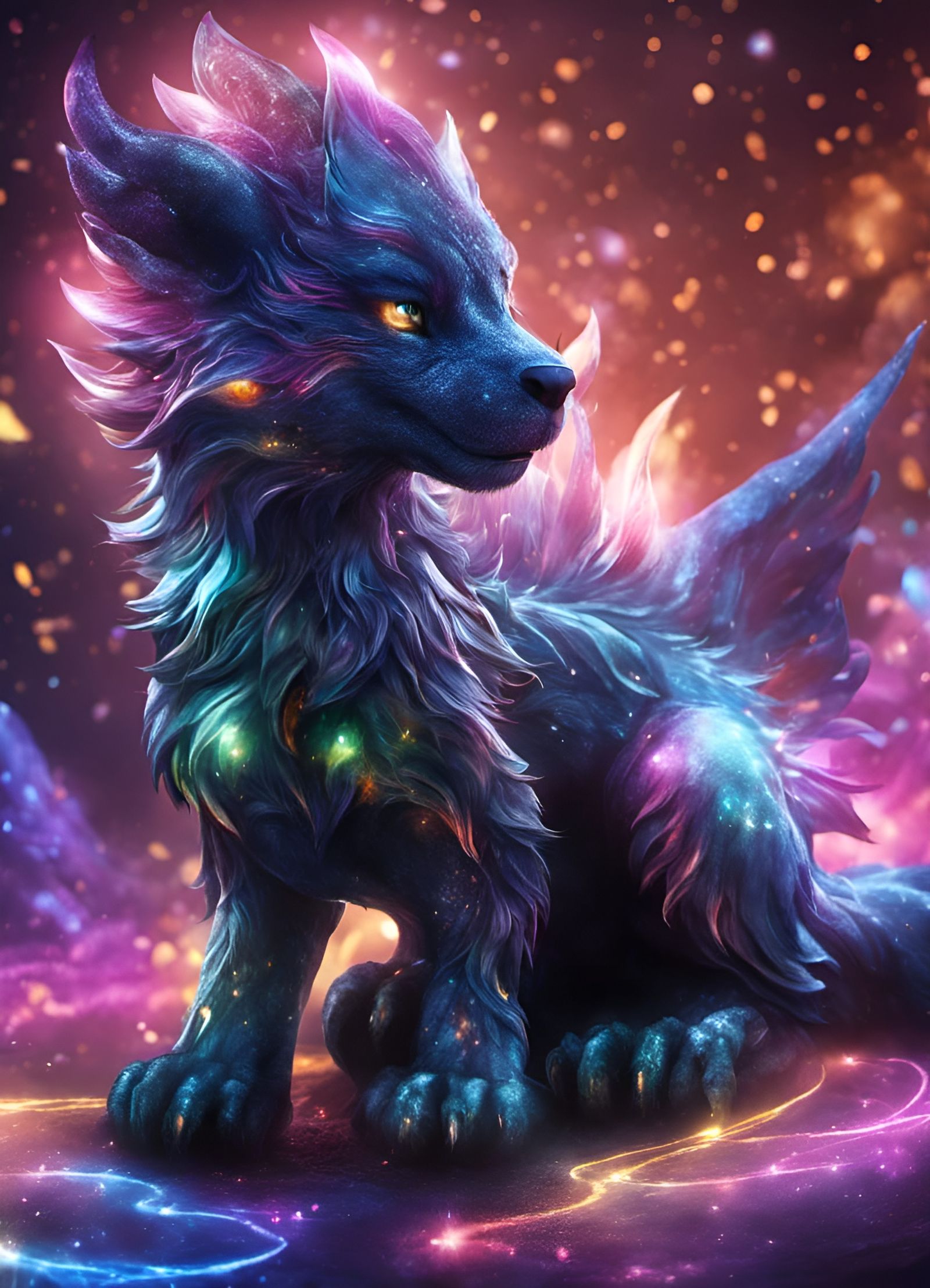 Bioluminescent Pearl Dragon in Treasure Lair