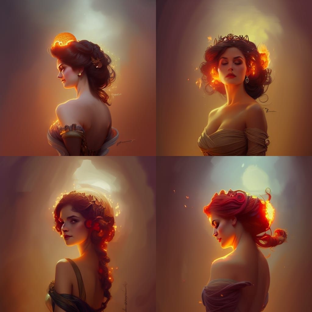 Flaming Royal Queen in Ornate Gown