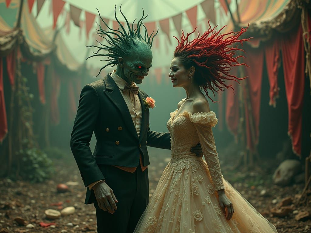 Grotesque Deep-Sea Fusion in Vintage Movie Poster Style