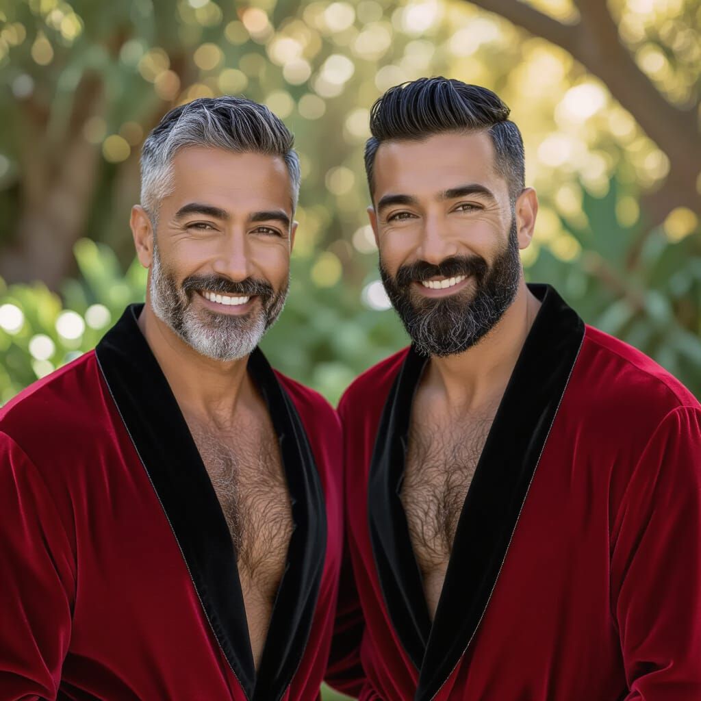 Handsome Men in Velvet Robes, Impressionist Style