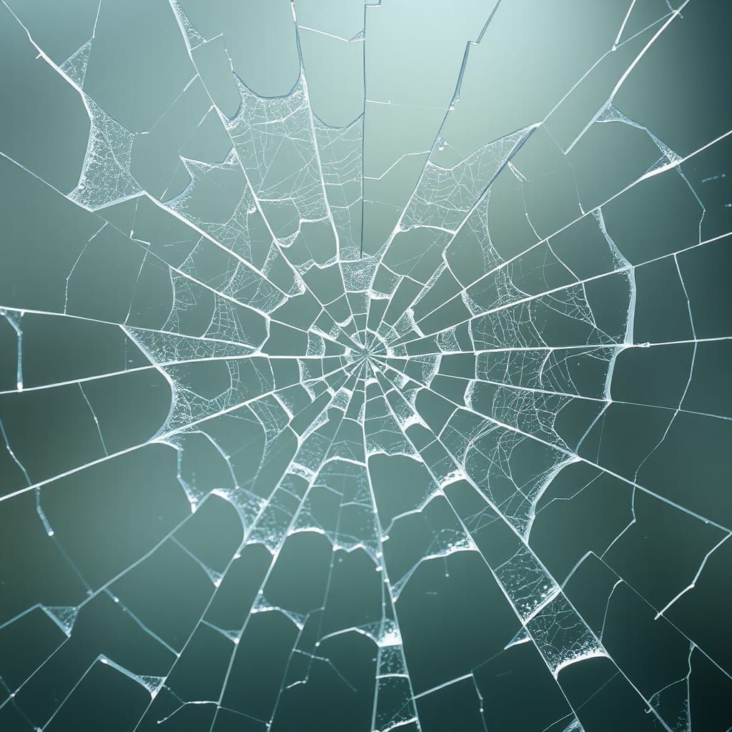 Shattered Glass Window with Bullet Hole in 8K