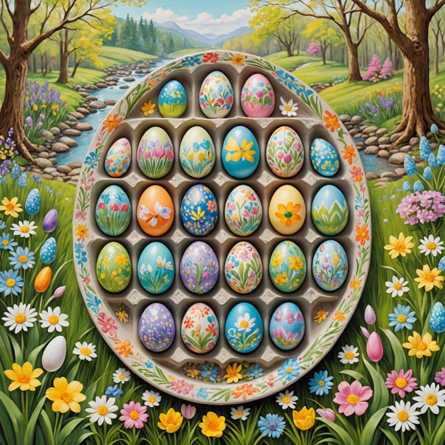 Festive Easter Eggs in Pastel Colors
