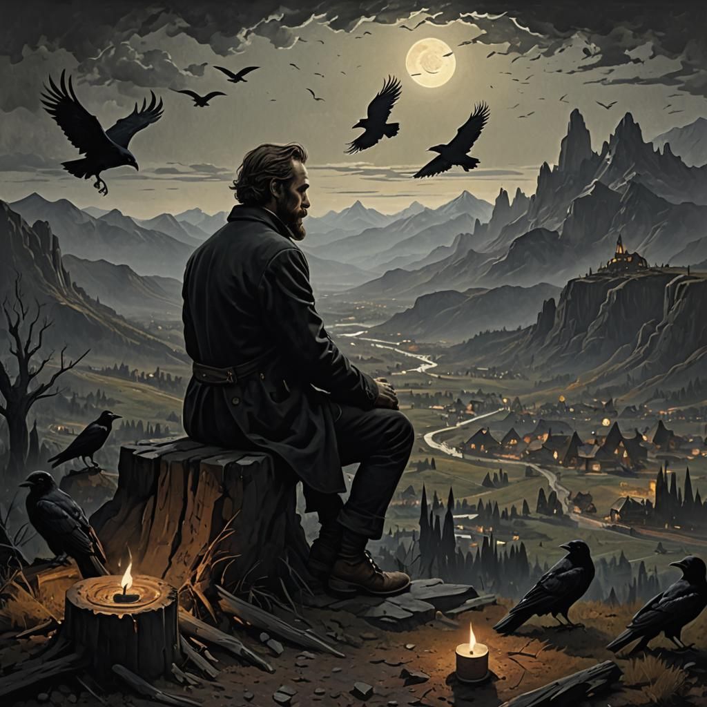 Dream of Crows: A Dystopian Surreal Scene