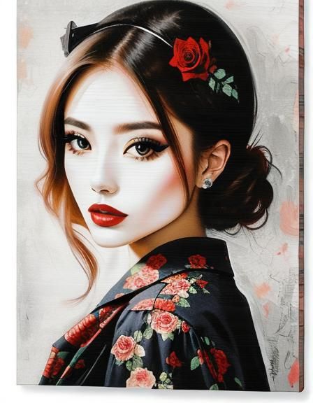 Rose Eye Makeup Portrait, Trending Digital Art