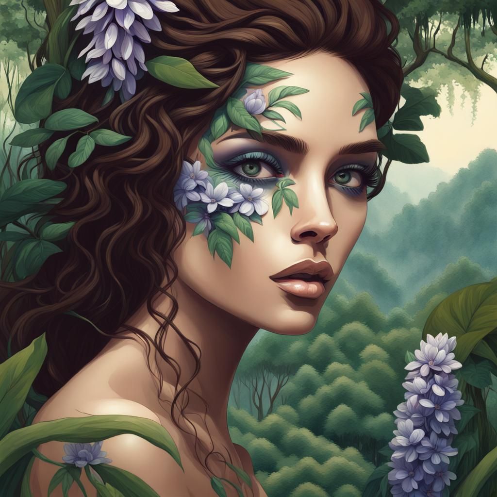 Amazon Jungle Beauty Portrait in Digital Art Style