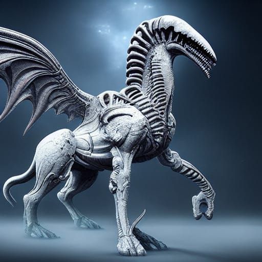 Xenomorph Pegasus: Epic Cinematic Digital Painting