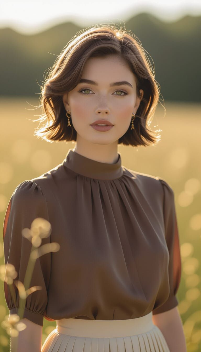 Vintage Fashion Portrait in Golden Hour Lighting