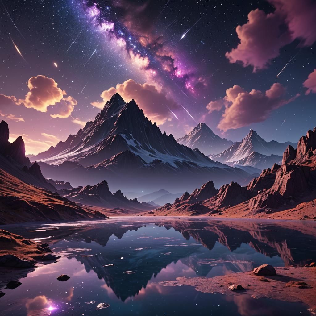 Meteor Streaking Across a Starry Night Sky