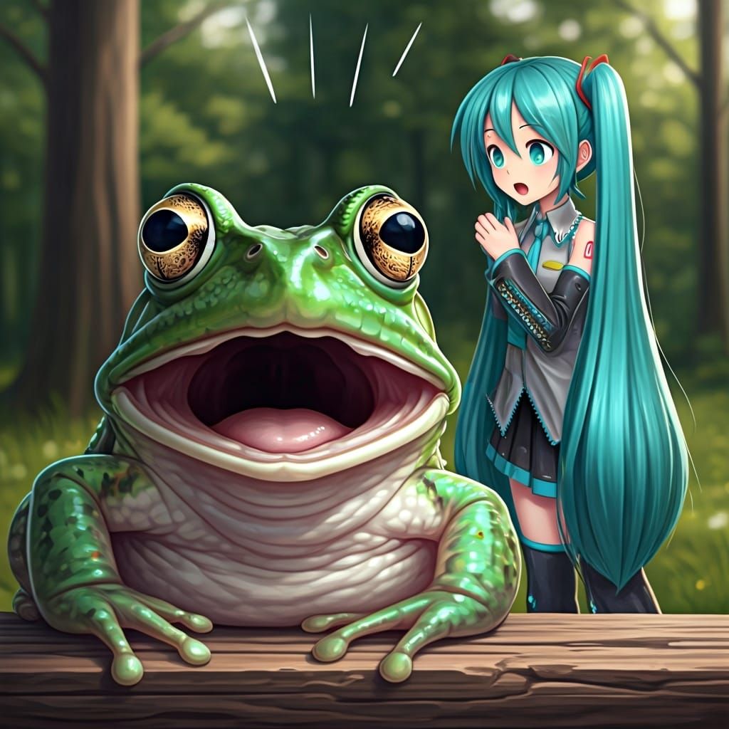 Surprised Frog Meets a Person Outdoors