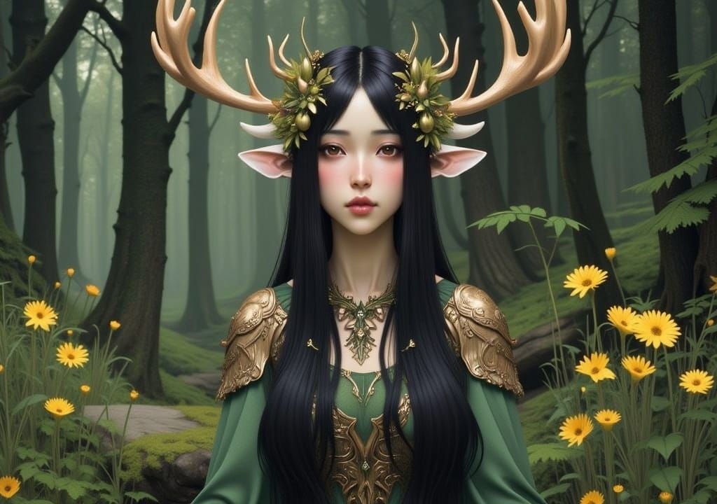 Antlered Space Elf in Sci-Fi Setting