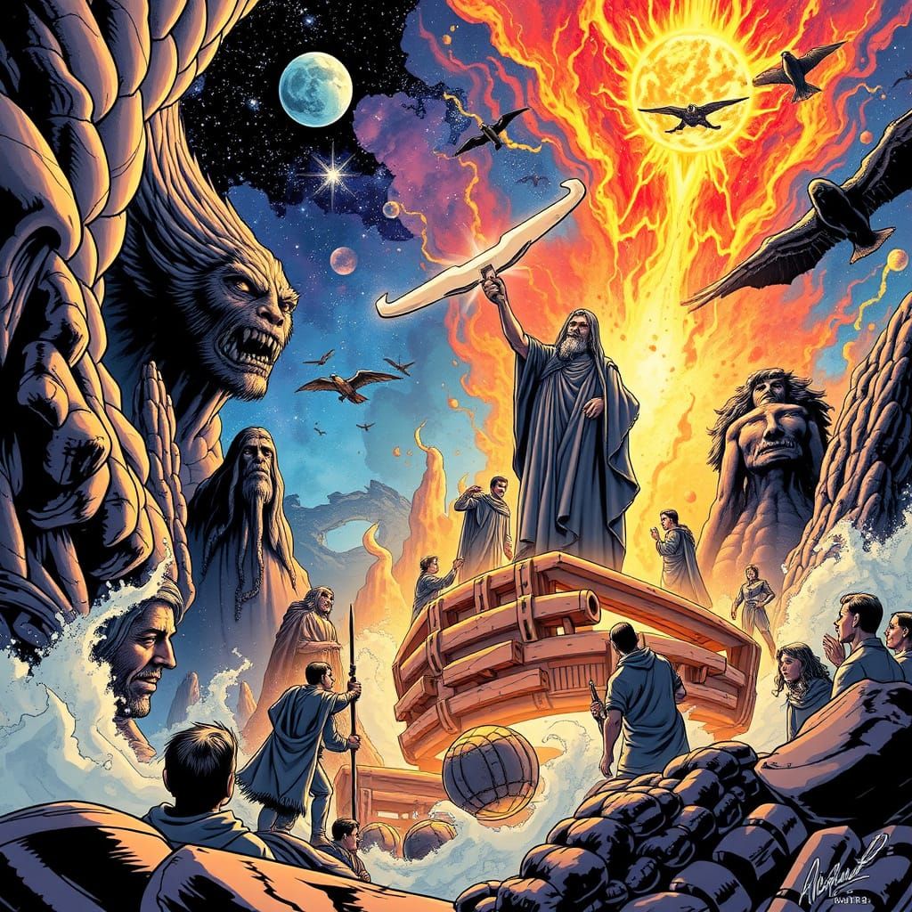 Surreal Biblical Scene of 100 Billion Creatures Worshiping t...