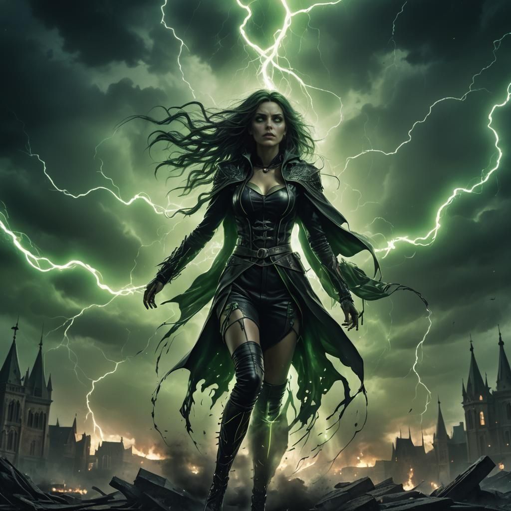 Levitating Warrior in Storm, Fantasy Art