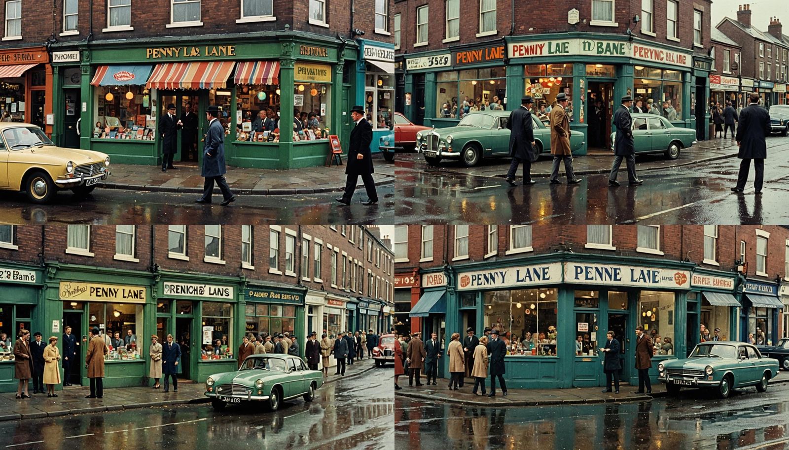 Psychedelic Penny Lane Street Scene in 1967 Style