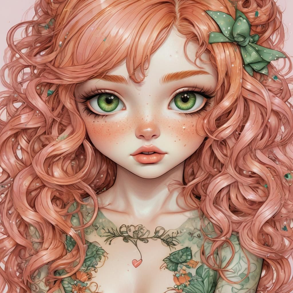 A petite, light-skinned girl with green eyes