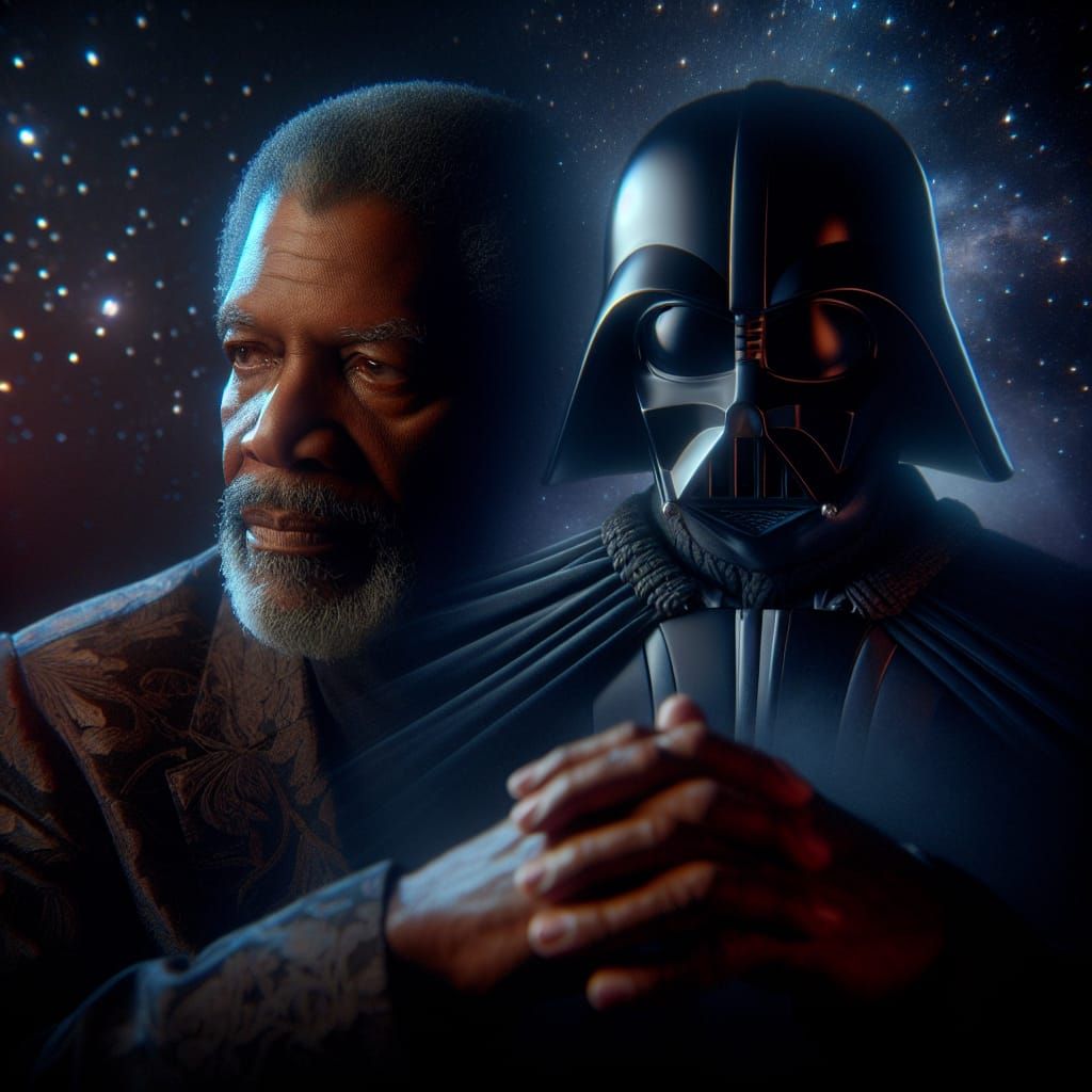 Regal Contemplation Amidst Starry Space-Fantasy Tribute