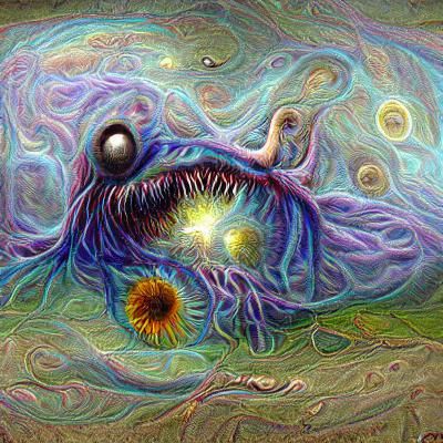 Eldritch Abomination Floats Through Supernova, Van Gogh Styl...