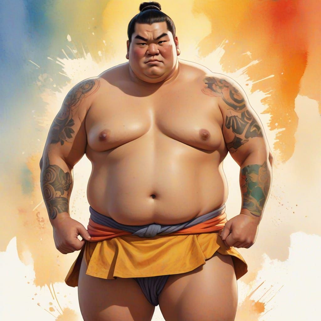 Colorful Sumo Wrestler in Comic Book Style