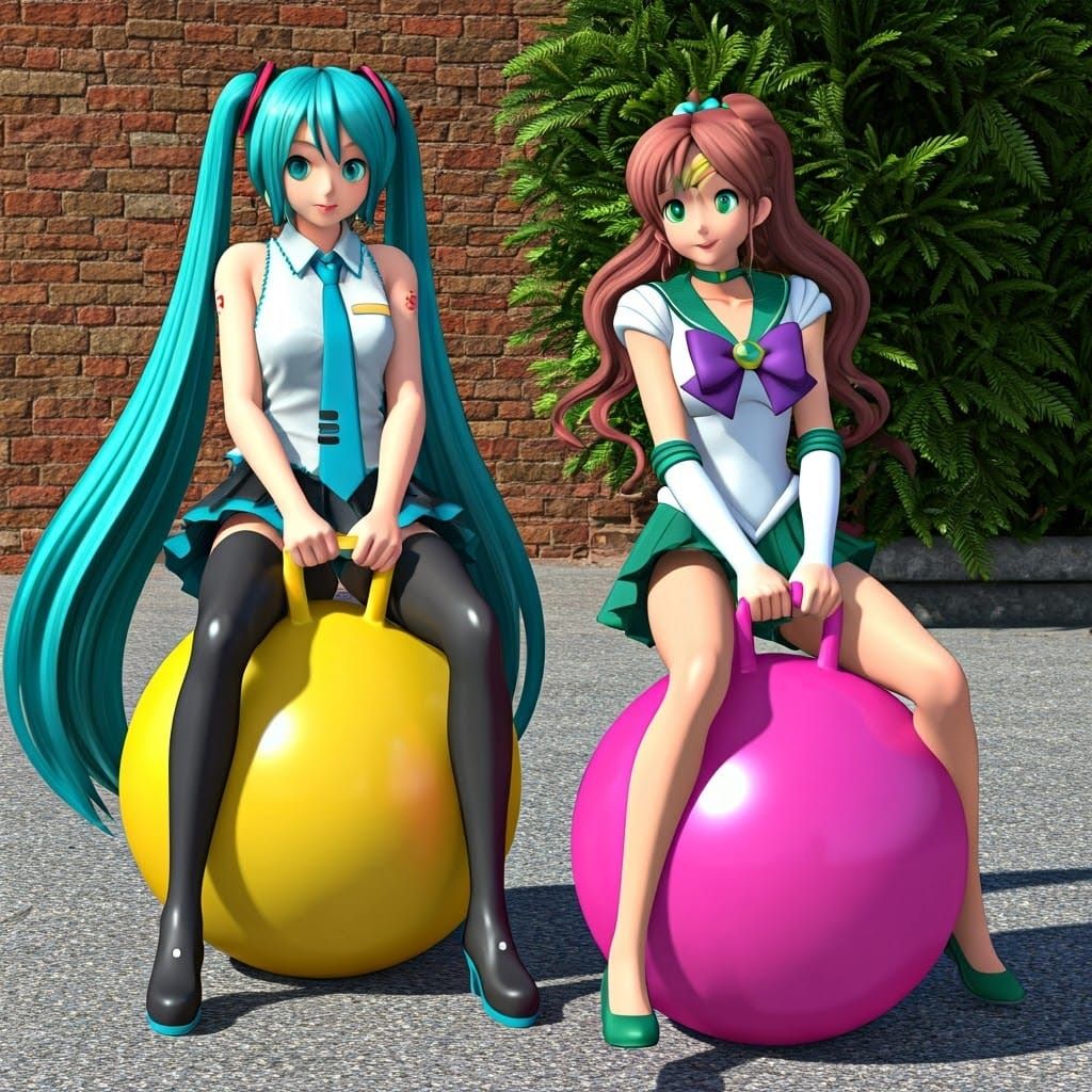 Vocaloid Idol and Magical Girl Play on Vibrant Hopper Balls