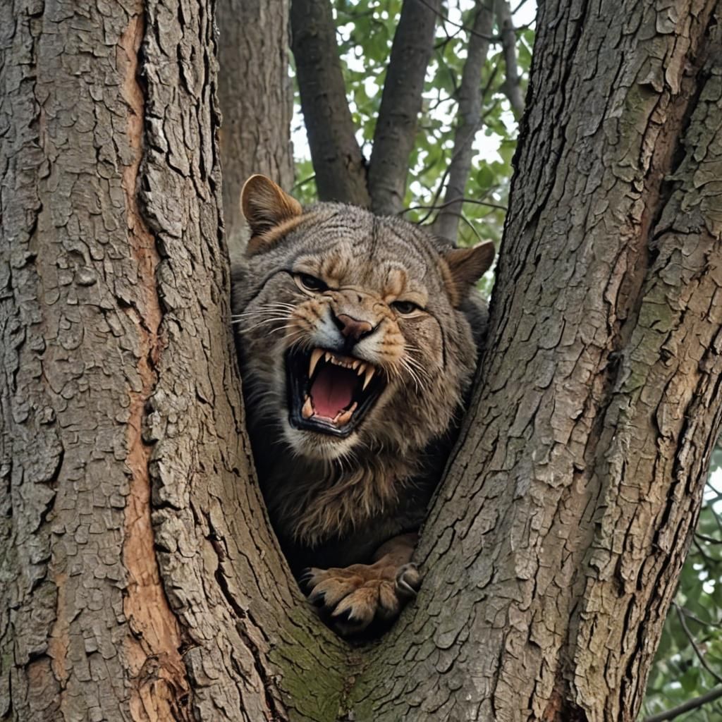 Anthropomorphic Tree Yawns, Expressing Sleepiness