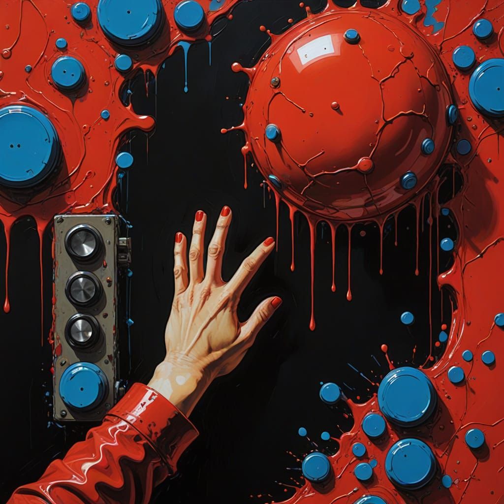 Surreal Button Hybrid in Oil Painting Style