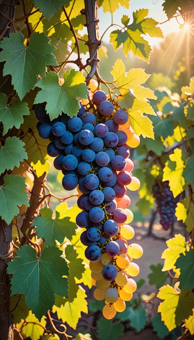 Soft Focus Grapes in Warm Golden Light