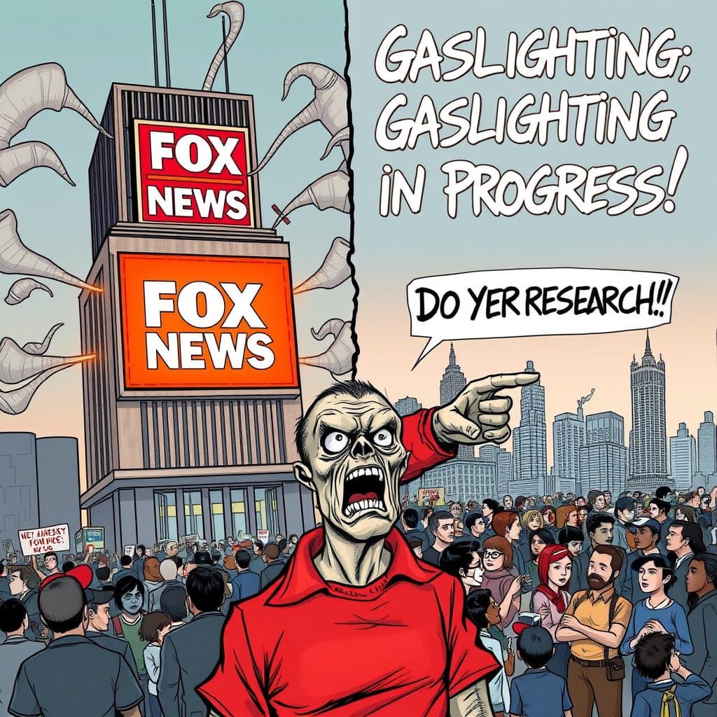 Surreal Satirical Commentary on Media Manipulation in Americ...