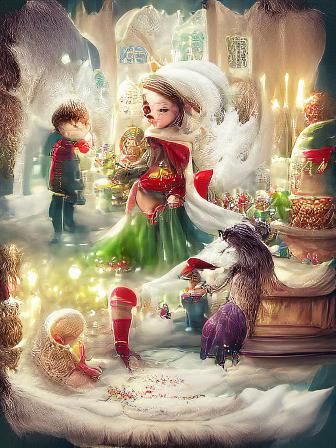 Enchanting Christmas Village Fantasy Illustration