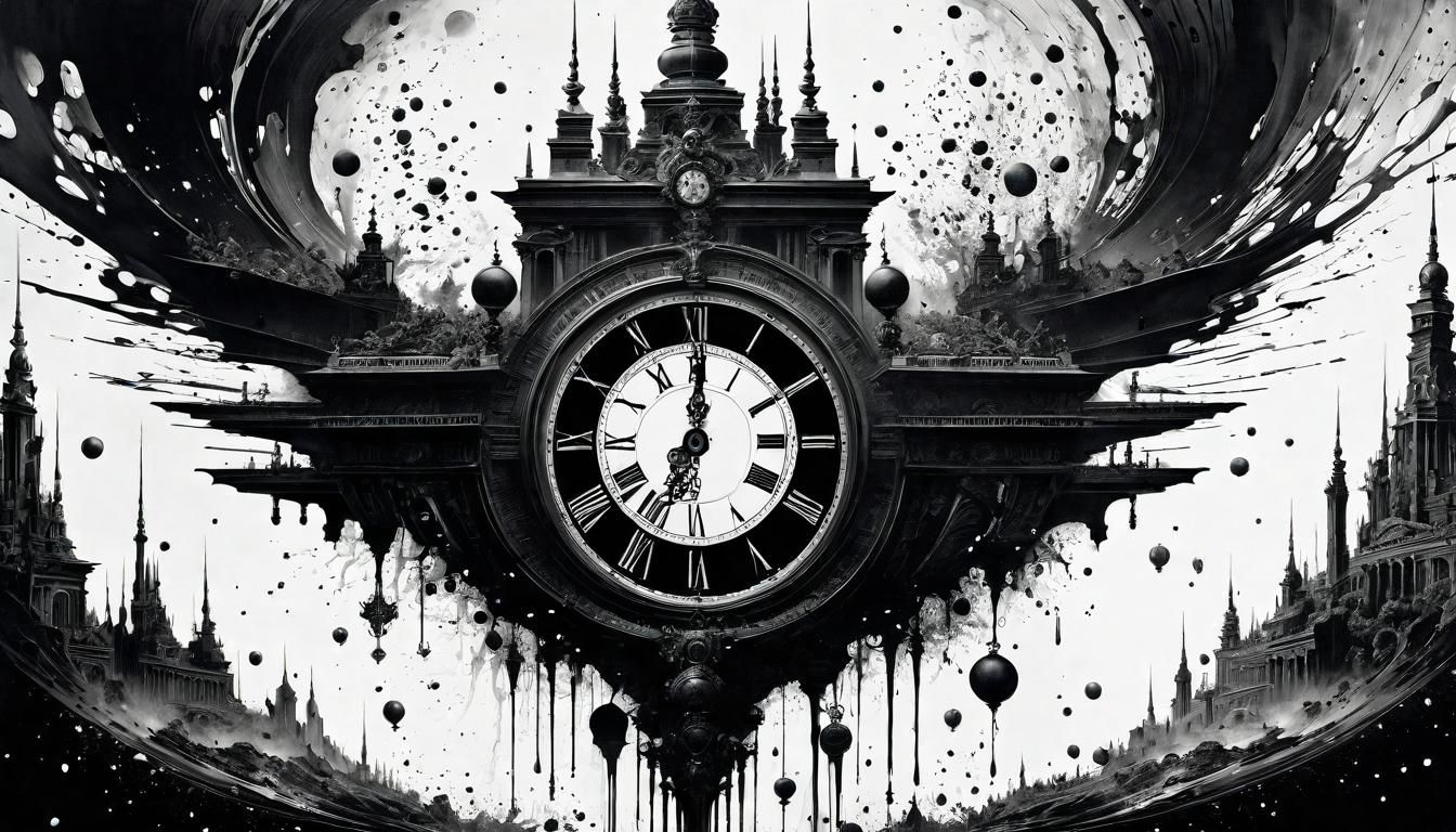 Surreal Image of Time's Passage in Ink Splatter