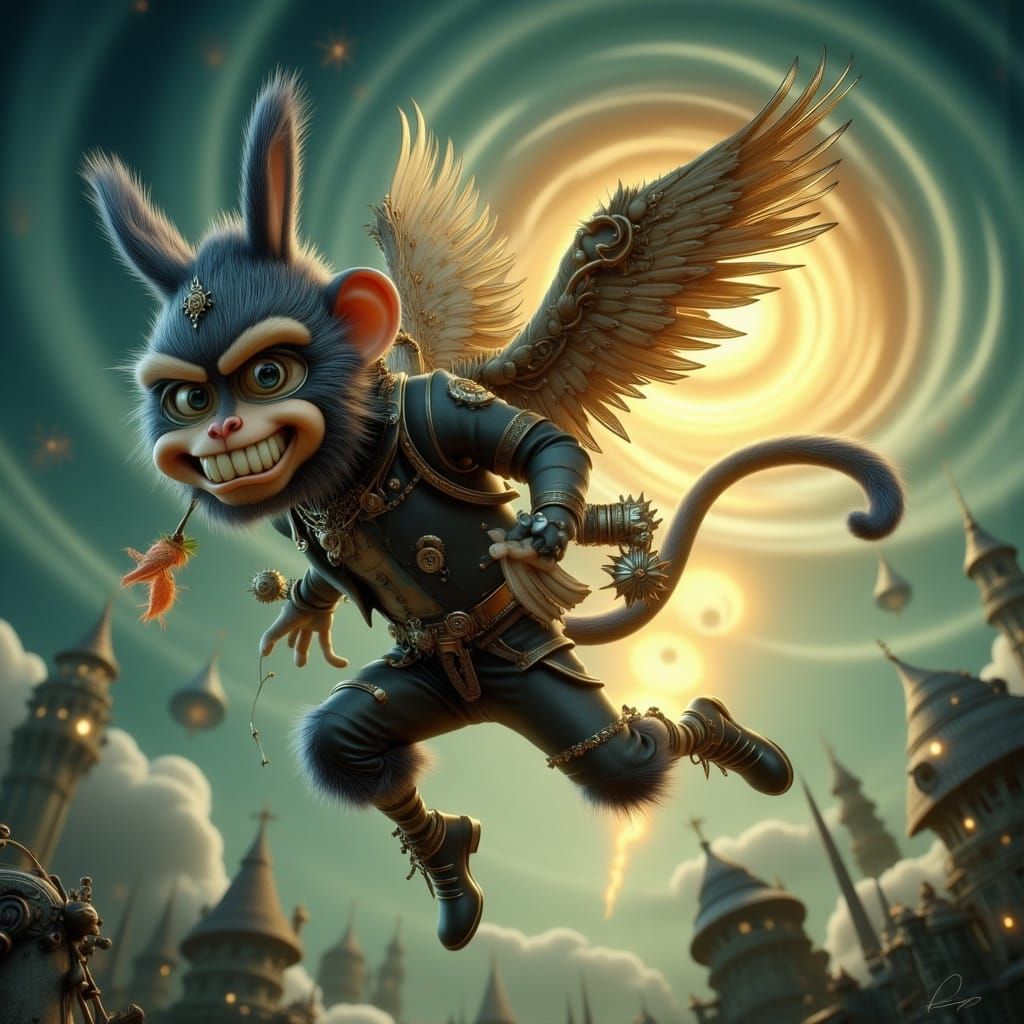 Bugs Bunny as Flying Monkey in Art Nouveau Punk