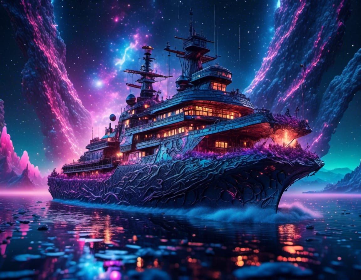 Make a fully equipped state of the art battleship firing upo...