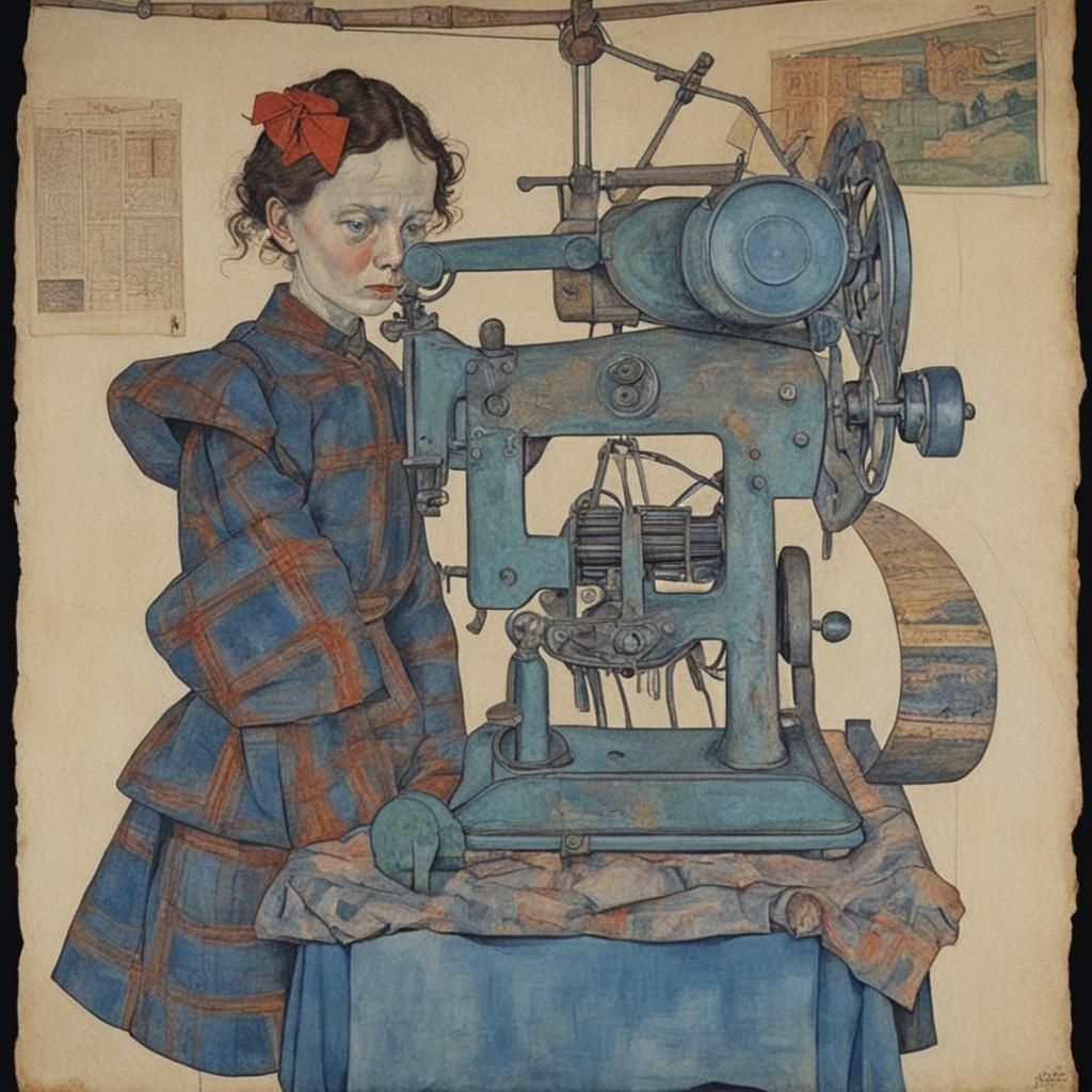 Vintage Iron and Paper Tiger in Expressionist Style