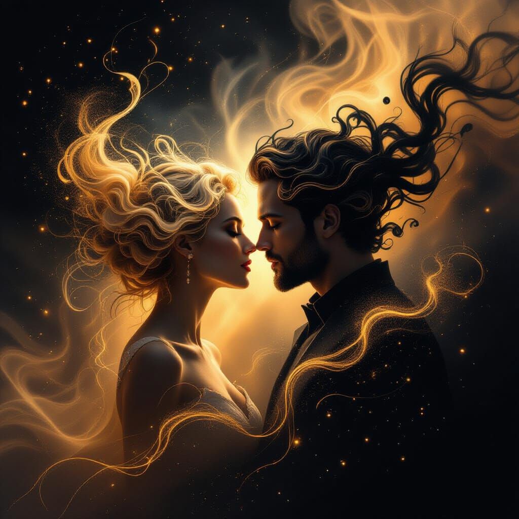 Ethereal Kiss of Golden Dust and Shadow Smoke
