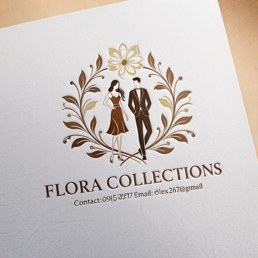 Flora Collections Logo: Elegant Floral and Fashion Figures