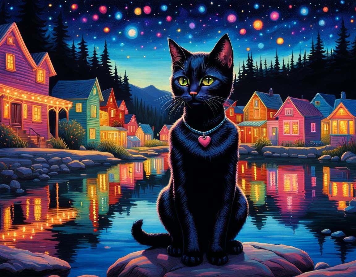 Catwoman Kitten Strolls by Dreamlike Lake