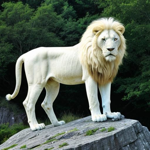 Majestic White Lion on a Rock