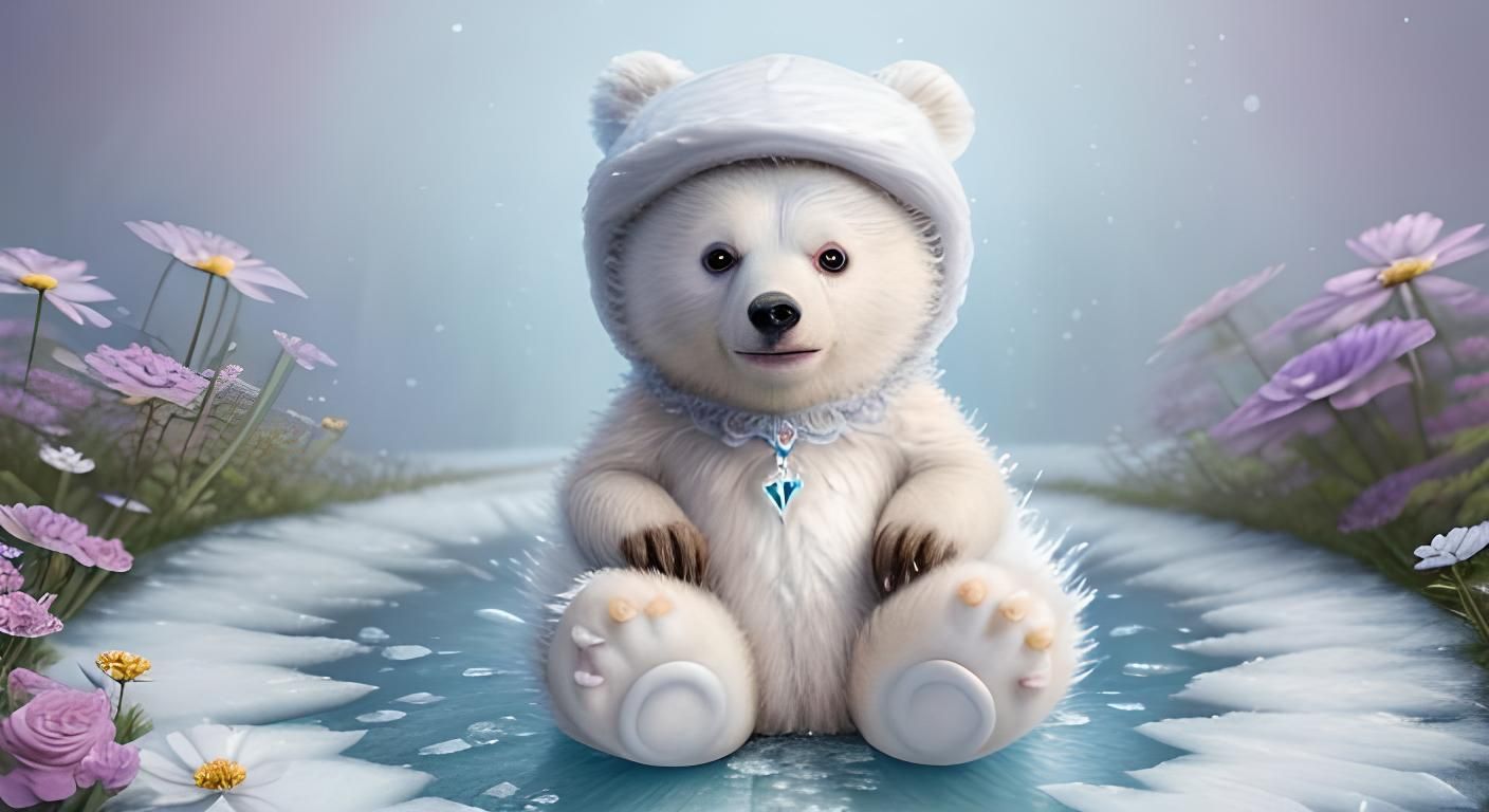 Adorable Arctic Bear Cub in Pixar Style