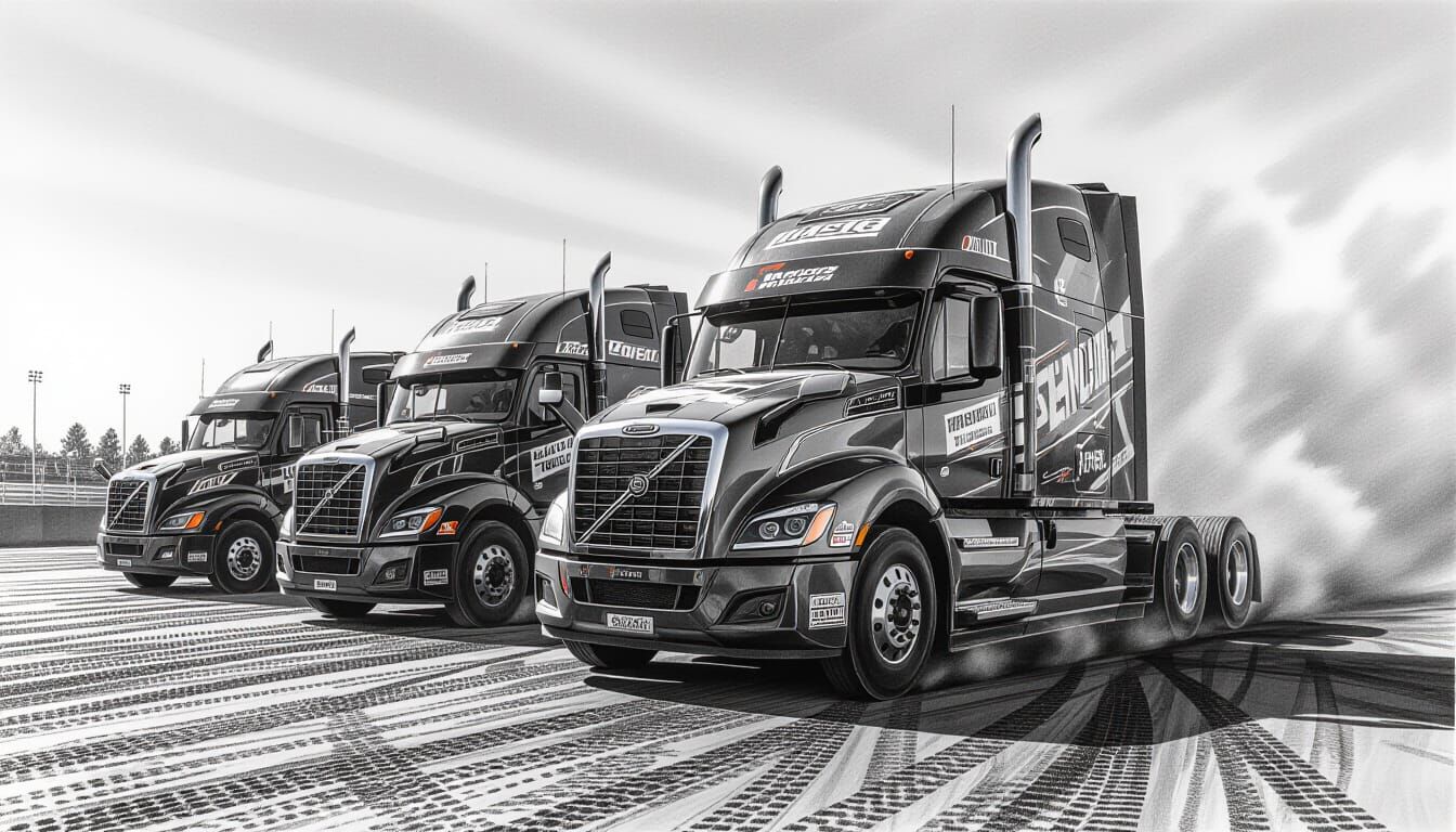 Hyperrealistic Racing Trucks on Dusty Track