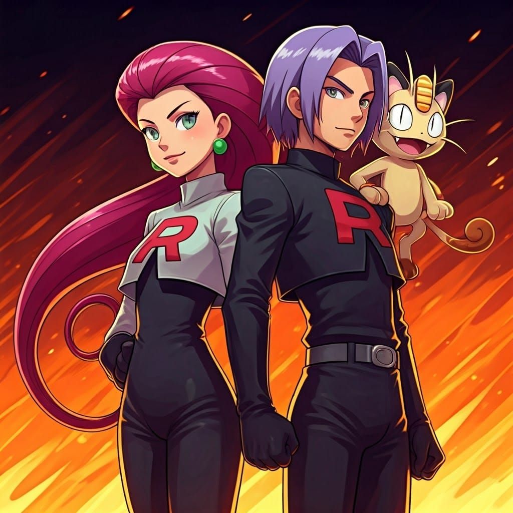Team Rocket's Fiery Trio Soars in Anime-Inspired Style