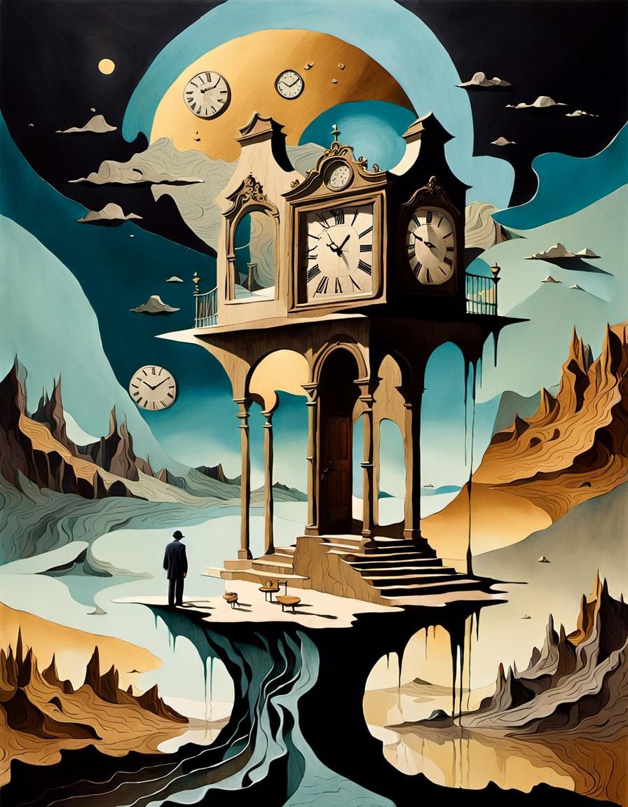 Surreal Paper Collage of Dreamlike Threshold