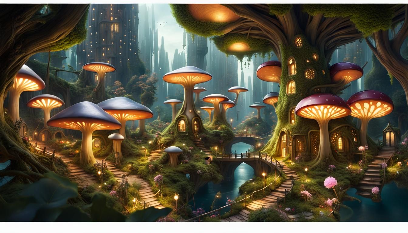 Futuristic Fairy Metropolis with High Tech Nature