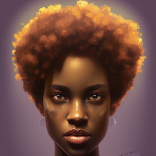 Detailed Portrait of Black Teenager in Art Nouveau Style