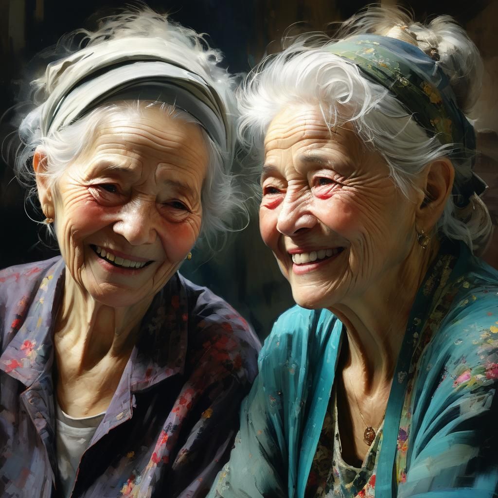 Two Old Friends Share a Laugh in Natural Light