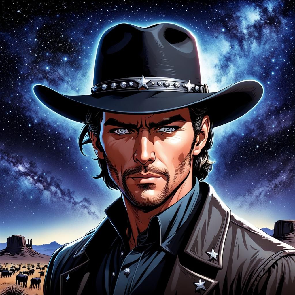 Handsome Outlaw with Silver Eyes in Comic Book Art