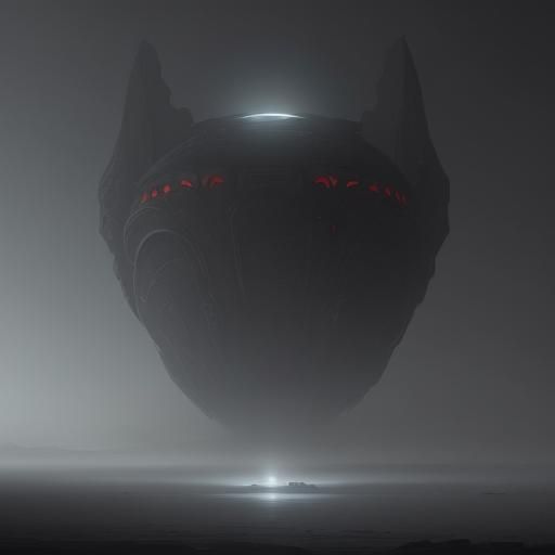 Alien Spaceship Descent on Barren Planet