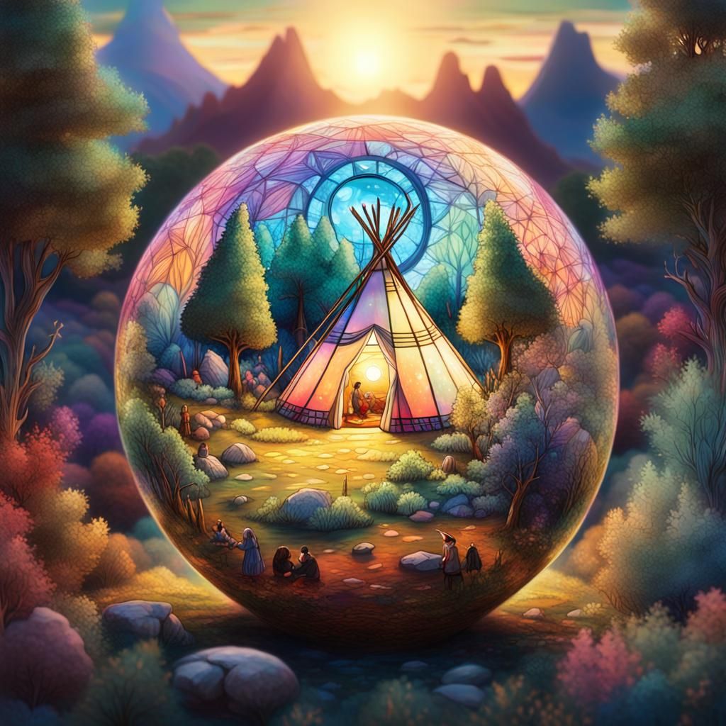 Glowing Orb Encapsulates Tiny Surreal World