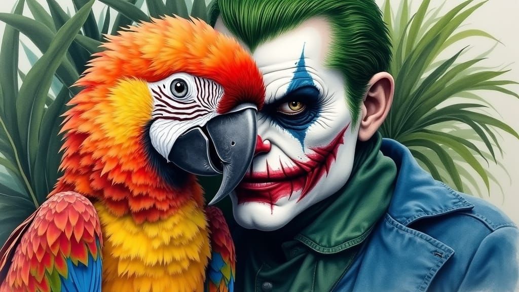 Duality of Nature: Parrot Transformed into Joker